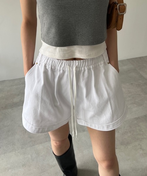 GIUNON（ジウノン）の「denim short pants / デニムショートパンツ（デニムパンツ・レディース・ホワイト/ネイビー・FREE）」の8枚目の写真