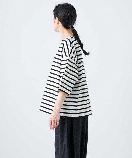 かぐれ（カグレ）の「ボーダー5分袖カットソー（Tシャツ