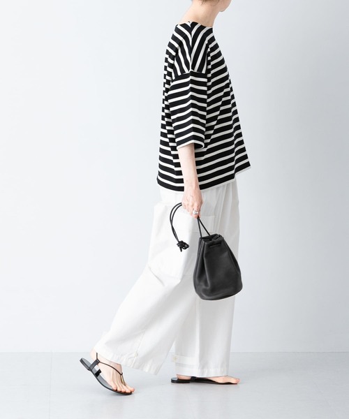 かぐれ（カグレ）の「ボーダー5分袖カットソー（Tシャツ/カットソー