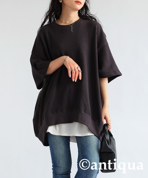antiqua（アンティカ）の「ワッフル生地プルオーバー（Tシャツ/カットソー・レディース・グレー/ホワイト/グリーン/ピンク・ONESIZE）」の14枚目の写真