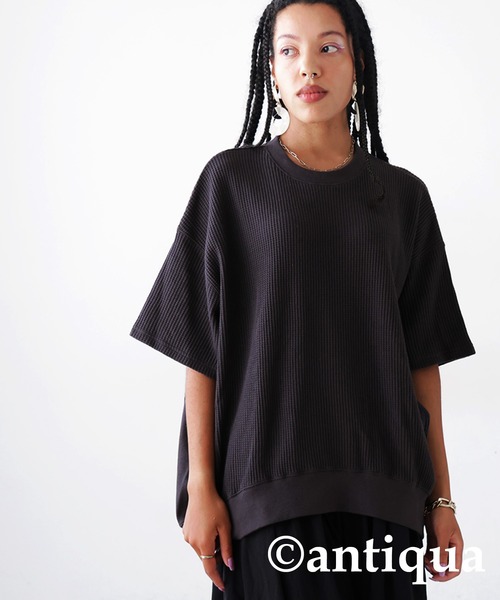 antiqua（アンティカ）の「ワッフル生地プルオーバー（Tシャツ/カットソー・レディース・グレー/ホワイト/グリーン/ピンク・ONESIZE）」の19枚目の写真