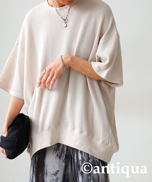 antiqua（アンティカ）の「ワッフル生地プルオーバー（Tシャツ/カットソー・レディース・グレー/ホワイト/グリーン/ピンク・ONESIZE）」の13枚目の写真