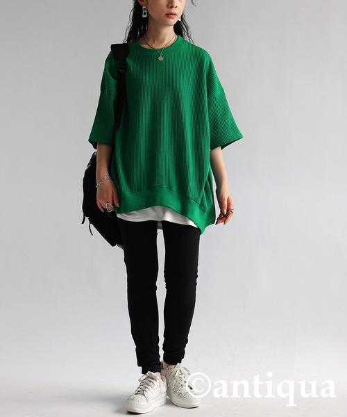 antiqua（アンティカ）の「ワッフル生地プルオーバー（Tシャツ/カットソー・レディース・グレー/ホワイト/グリーン/ピンク・ONESIZE）」の21枚目の写真