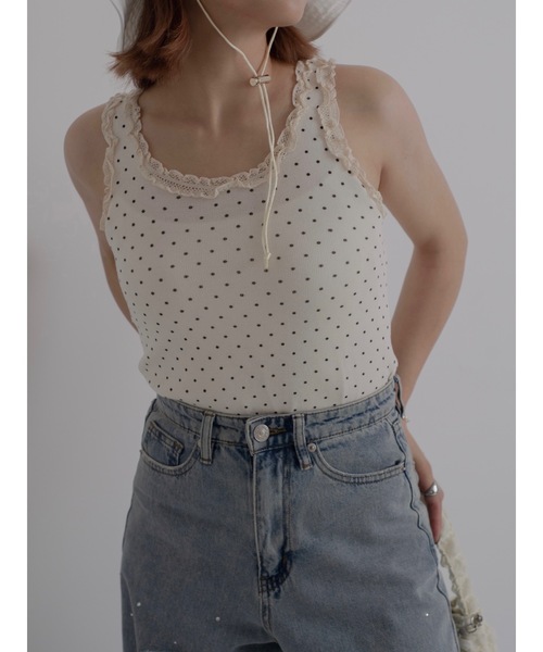 JUMELLE（ジュメロ）の「dot frill tank（タンクトップ・レディース・ホワイト/ベージュ・FREE）」の12枚目の写真
