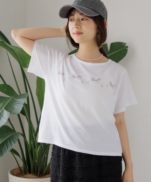 flower（フラワー）の「メニーリボンティーズ（Tシャツ/カットソー・レディース・ブルー/グレー・FREE）」の2枚目の写真