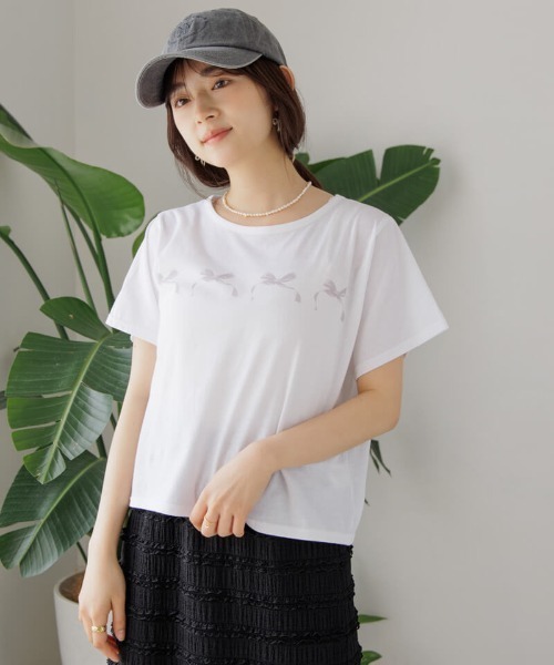 flower（フラワー）の「メニーリボンティーズ（Tシャツ/カットソー・レディース・ブルー/グレー・FREE）」の3枚目の写真