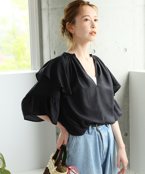JOURNAL STANDARD☆ソフトクロスフリルスリーブブラウス JOURNAL STANDARD（ジャーナルスタンダード）の「ソフトクロス