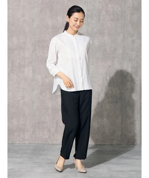 Perfect Suit FActory（パーフェクトスーツファクトリー）の「【UVカット】サンシェルタブラウス　ピンタック　ホワイト/ブラック（シャツ/ブラウス・レディース・ブラック/ホワイト・S/M/L）」の13枚目の写真