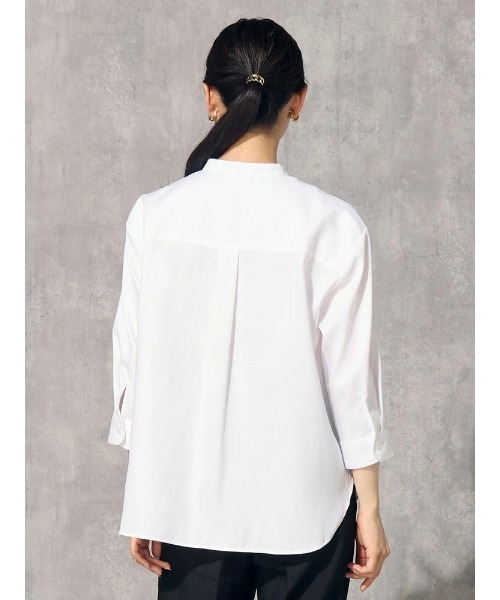 Perfect Suit FActory（パーフェクトスーツファクトリー）の「【UVカット】サンシェルタブラウス　ピンタック　ホワイト/ブラック（シャツ/ブラウス・レディース・ブラック/ホワイト・S/M/L）」の14枚目の写真