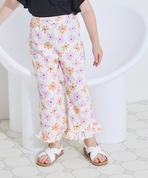 裾フレア リブ ワイドパンツ