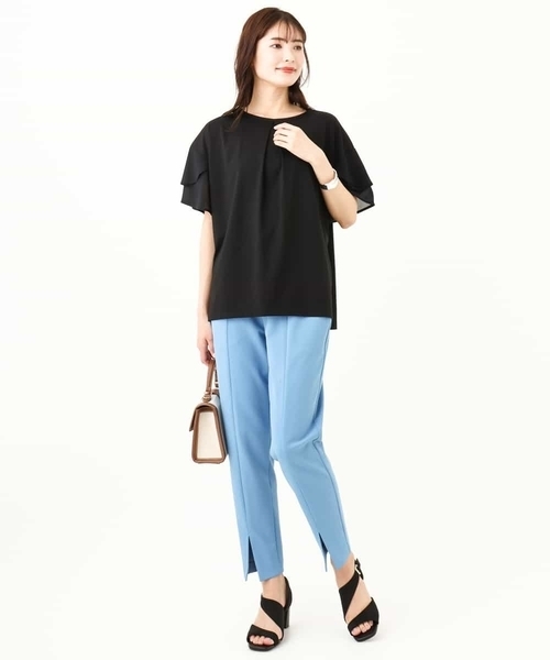 a.v.v（アーヴェヴェ）の「【接触冷感/UVカット】シフォンケープカットソー（Tシャツ/カットソー・レディース・ブラウン/ブラック/ミント/オレンジ/ライトグレー/ダークインディゴブルー・40/34/36/42/38）」の16枚目の写真