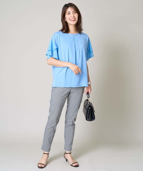 a.v.v（アーヴェヴェ）の「【接触冷感/UVカット】シフォンケープカットソー（Tシャツ/カットソー・レディース・ブラウン/ブラック/ミント/オレンジ/ライトグレー/ダークインディゴブルー・40/34/36/42/38）」の15枚目の写真