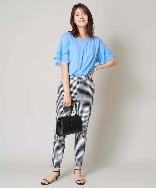 a.v.v（アーヴェヴェ）の「【接触冷感/UVカット】シフォンケープカットソー（Tシャツ/カットソー・レディース・ブラウン/ブラック/ミント/オレンジ/ライトグレー/ダークインディゴブルー・40/34/36/42/38）」の8枚目の写真