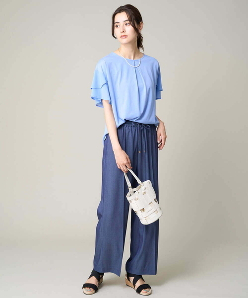 a.v.v（アーヴェヴェ）の「【接触冷感/UVカット】シフォンケープカットソー（Tシャツ/カットソー・レディース・ブラウン/ブラック/ミント/オレンジ/ライトグレー/ダークインディゴブルー・40/34/36/42/38）」の19枚目の写真