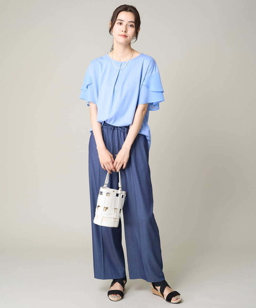 a.v.v（アーヴェヴェ）の「【接触冷感/UVカット】シフォンケープカットソー（Tシャツ/カットソー・レディース・ブラウン/ブラック/ミント/オレンジ/ライトグレー/ダークインディゴブルー・40/34/36/42/38）」の17枚目の写真