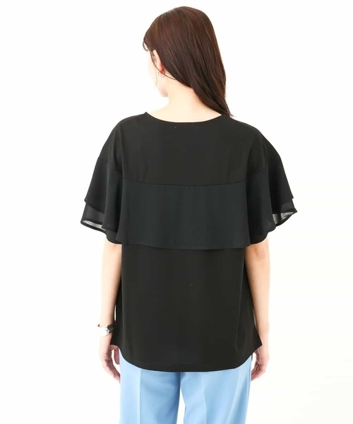 a.v.v（アーヴェヴェ）の「【接触冷感/UVカット】シフォンケープカットソー（Tシャツ/カットソー・レディース・ブラウン/ブラック/ミント/オレンジ/ライトグレー/ダークインディゴブルー・40/34/36/42/38）」の20枚目の写真