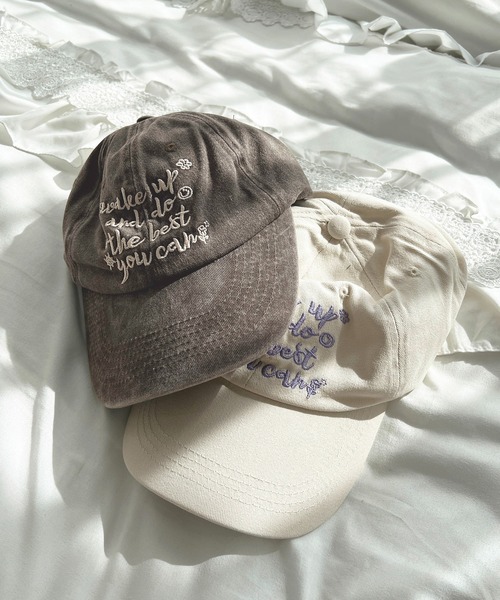 apres jour（アプレジュール）の「【apres jour×ARIAZ】フラワーロゴ刺繍キャップ（キャップ・レディース・アイボリー/チャコールグレー・FREE）」の9枚目の写真