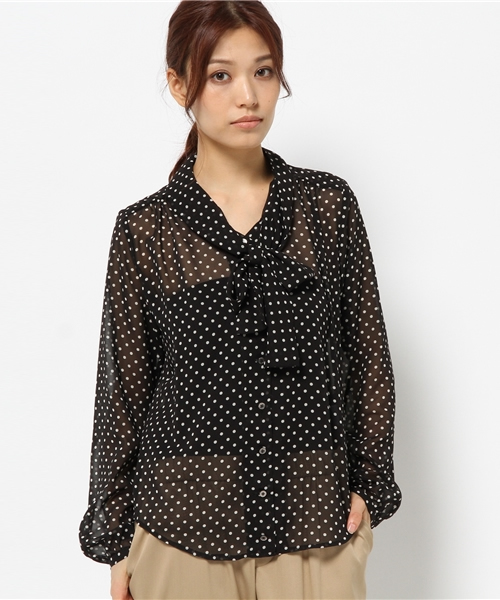 SIMONE LIST（シモーヌリスト）の「シフォンブラウス（シャツ/ブラウス・レディース・アイボリー/ブラック/ドット・38）」の2枚目の写真