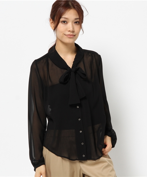 SIMONE LIST（シモーヌリスト）の「シフォンブラウス（シャツ/ブラウス・レディース・アイボリー/ブラック/ドット・38）」の3枚目の写真