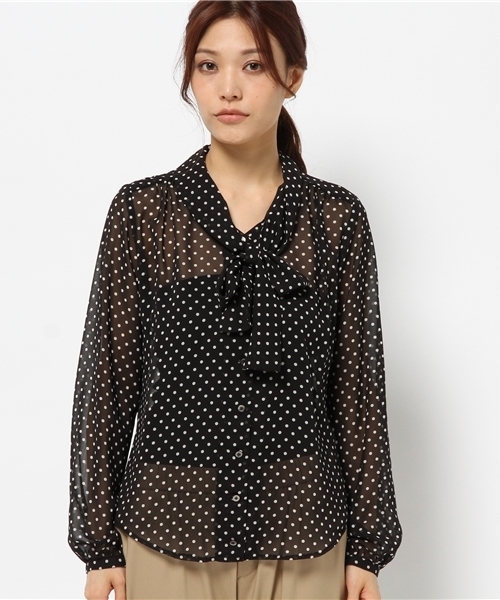 SIMONE LIST（シモーヌリスト）の「シフォンブラウス（シャツ/ブラウス・レディース・アイボリー/ブラック/ドット・38）」の4枚目の写真
