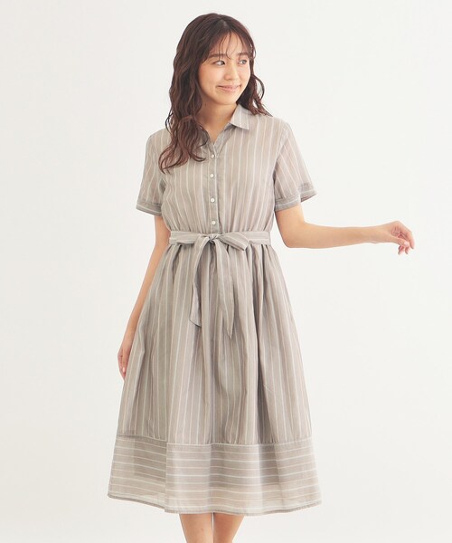 GALENA シアーライン ストライプシャツワンピース GALENA シアーライン ストライプシャツワンピース - メルカリ