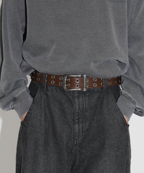 Dickies（ディッキーズ）の「【長さ調節可能】DICKIES / ダブルアイレットベルト 40㎜ ユニセックス（ベルト・メンズ・ダークブラウン/ブラック/ホワイト・FREE）」の14枚目の写真