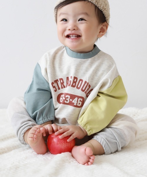 devirock（デビロック）の「綿100％ バイカラー スウェットロンパース（ロンパース・キッズ・グレー系1/パープル系7/杢グレー/ブラック系その他/スミクロ/オートミール・80ｃｍ/70cm）」の5枚目の写真