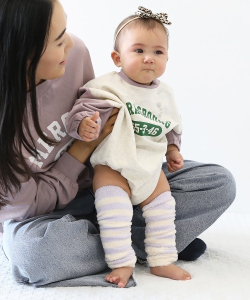 devirock（デビロック）の「綿100％ バイカラー スウェットロンパース（ロンパース・キッズ・グレー系1/パープル系7/杢グレー/ブラック系その他/スミクロ/オートミール・80ｃｍ/70cm）」の10枚目の写真