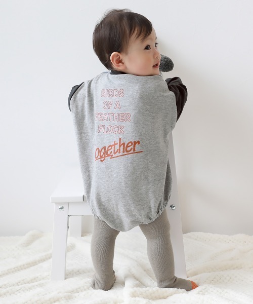 devirock（デビロック）の「綿100％ バイカラー スウェットロンパース（ロンパース・キッズ・グレー系1/パープル系7/杢グレー/ブラック系その他/スミクロ/オートミール・80ｃｍ/70cm）」の9枚目の写真