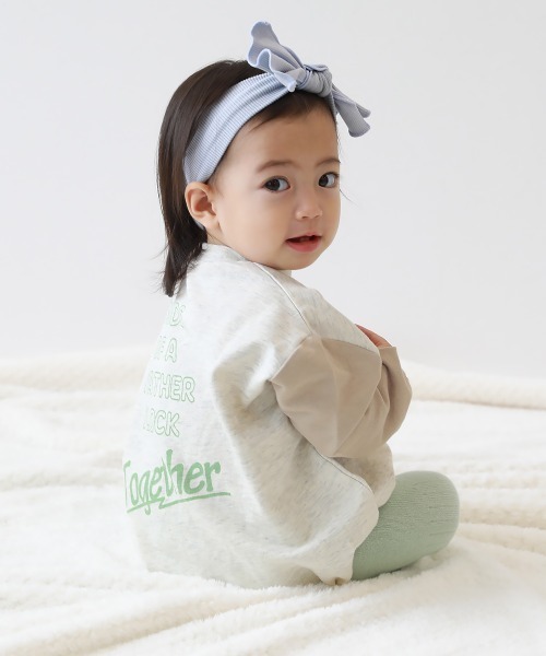 devirock（デビロック）の「綿100％ バイカラー スウェットロンパース（ロンパース・キッズ・グレー系1/パープル系7/杢グレー/ブラック系その他/スミクロ/オートミール・80ｃｍ/70cm）」の8枚目の写真