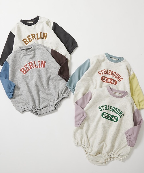 devirock（デビロック）の「綿100％ バイカラー スウェットロンパース（ロンパース・キッズ・グレー系1/パープル系7/杢グレー/ブラック系その他/スミクロ/オートミール・80ｃｍ/70cm）」の15枚目の写真