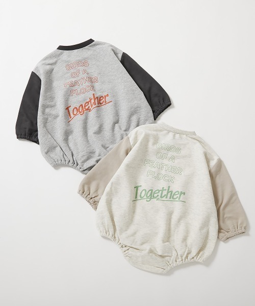 devirock（デビロック）の「綿100％ バイカラー スウェットロンパース（ロンパース・キッズ・グレー系1/パープル系7/杢グレー/ブラック系その他/スミクロ/オートミール・80ｃｍ/70cm）」の14枚目の写真