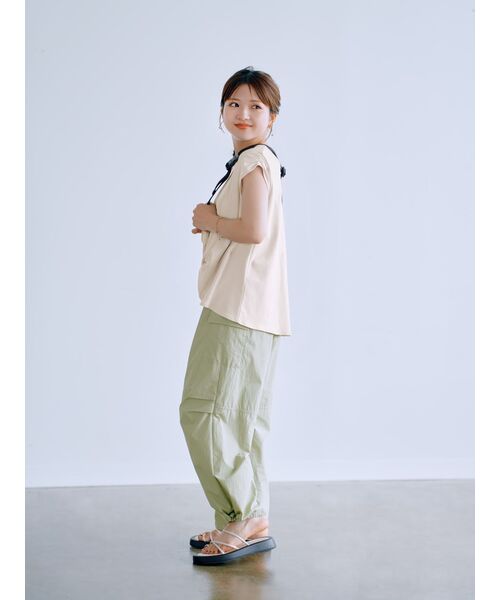 ドロストスリーブカットトップス【低身長・小柄女性】（Tシャツ 