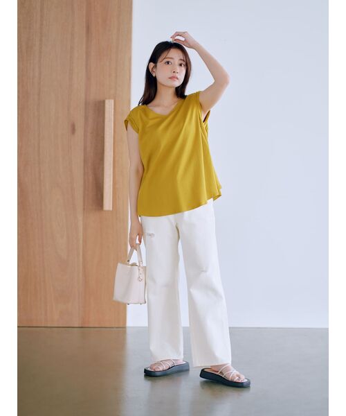 ドロストスリーブカットトップス【低身長・小柄女性】（Tシャツ