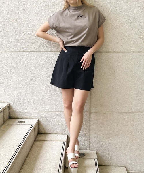 GORGE（ゴージ）の「《美脚タック》レディース ハイウエスト ツイルショートパンツ 体型カバー 春夏秋（その他パンツ・レディース・ブラック・F）」の2枚目の写真