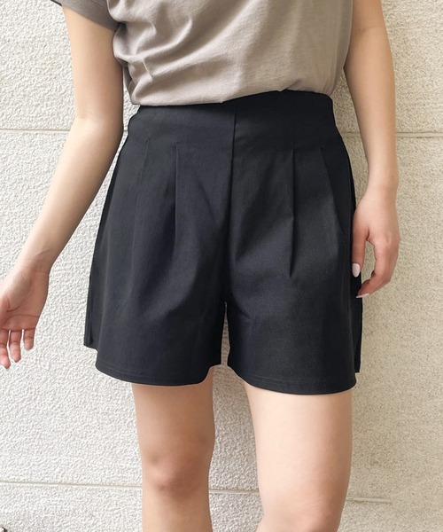 GORGE（ゴージ）の「《美脚タック》レディース ハイウエスト ツイルショートパンツ 体型カバー 春夏秋（その他パンツ・レディース・ブラック・F）」の3枚目の写真