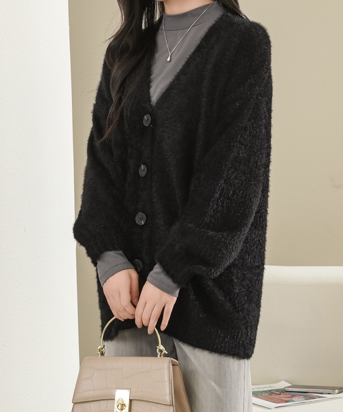 Lace Ladies(レースレディース)の「ソリッドカラー Vネック ファー ニット カーディガン(カーディガン/ボレロ・レディース・ベージュ/グリーン/ホワイト/グレー/ブラック・FREE)」の6枚目の写真