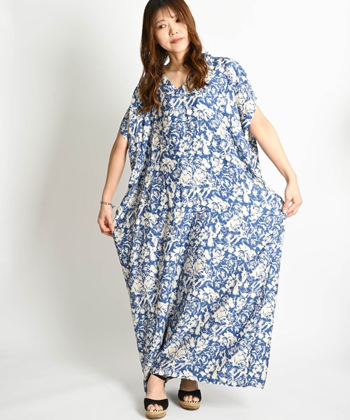 フラワー総柄 半袖 マキシワンピース（ワンピース）｜ABBEY MARKET（アビーマーケット）