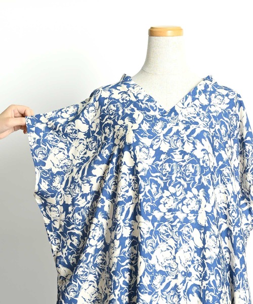 フラワー総柄 半袖 マキシワンピース（ワンピース）｜ABBEY MARKET（アビーマーケット）