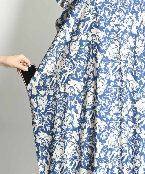 フラワー総柄 半袖 マキシワンピース（ワンピース）｜ABBEY MARKET（アビーマーケット）