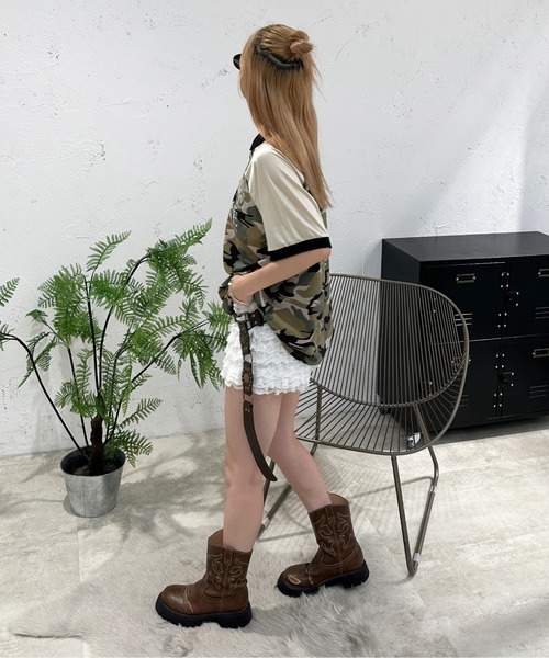 sedacle girl(セダクルガール)の「アソート切り替えユニフォームT(Tシャツ/カットソー・レディース・カーキ/ピンク・FREE)」の6枚目の写真