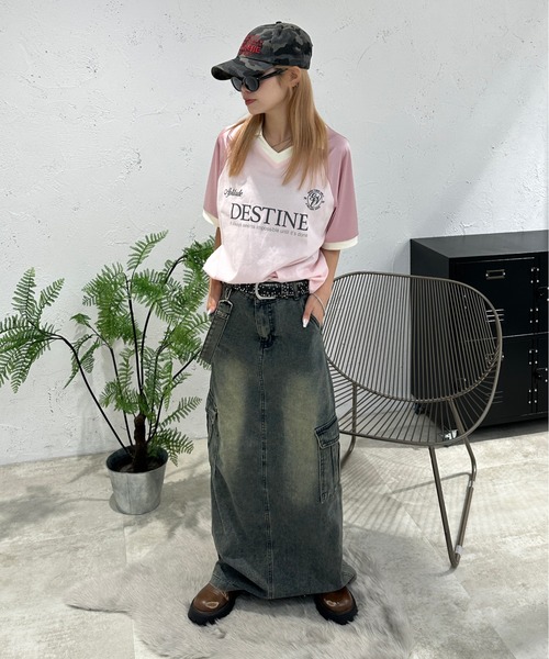 sedacle girl(セダクルガール)の「アソート切り替えユニフォームT(Tシャツ/カットソー・レディース・カーキ/ピンク・FREE)」の11枚目の写真