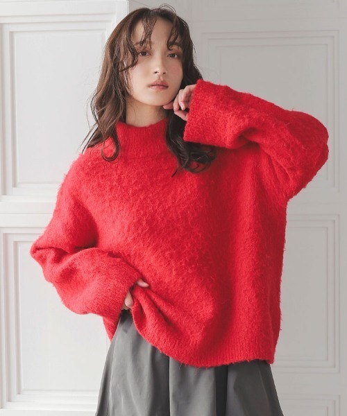 DONOBAN（ドノバン）の「カラーウールニット（ニット/セーター・レディース・ブルー/グレー/レッド/グリーン/モカ・ONE）」の10枚目の写真