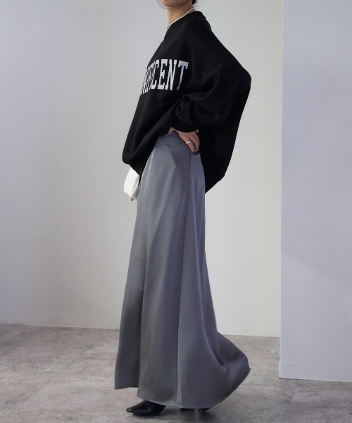 TRIANGLE PALETTE（トライアングルパレット）の「サテンマーメイドフレアスカート（スカート・レディース・グレー/ブラック/グレイッシュベージュ・FREE）」の19枚目の写真