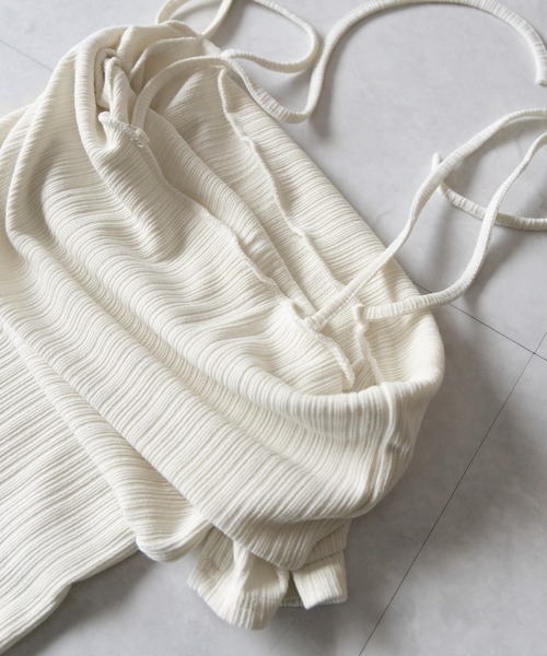 me+em select(ミームセレクト)の「【 2color 】ダブルリボンオフショルダーリブトップス / double ribbon off-shoulder rib tops(Tシャツ/カットソー・レディース・アイボリー/ブラック・FREE)」の13枚目の写真