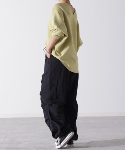 HUG.U(ハグユー)の「ナイロンパラシュートパンツ(カーゴパンツ・レディース・グレー/ブラック/カーキ・M/L)」の9枚目の写真