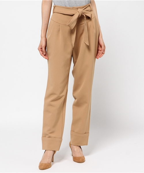 BLONDY ReLISH（ブロンディリリッシュ）の「リボン付きタックパンツ（チノパンツ・レディース・ベージュ/ブラック・MEDIUM/SMALL）」の2枚目の写真