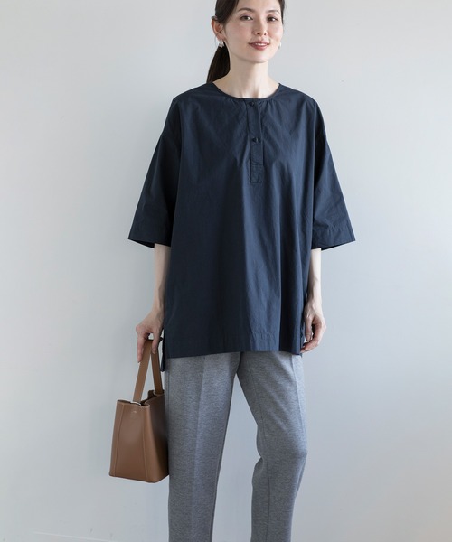 【セール】【DECADE CLASSIC】ヘンリーネック コットン Tシャツ（Tシャツ/カットソー）｜DECADE CLASSIC（ディケイド クラシック）