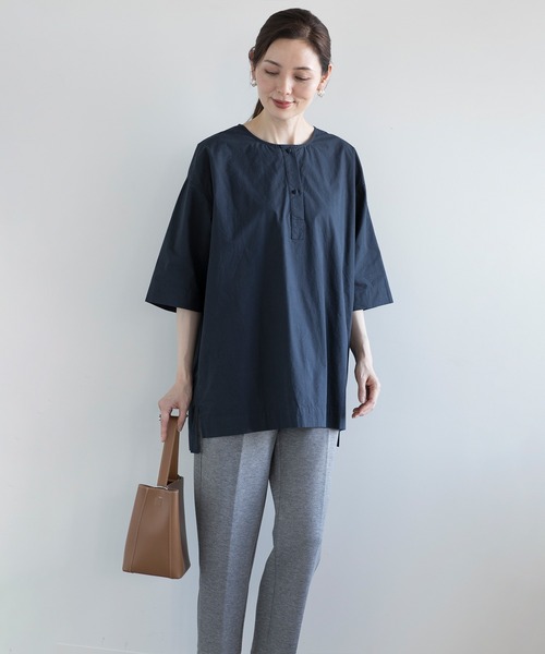 【セール】【DECADE CLASSIC】ヘンリーネック コットン Tシャツ（Tシャツ/カットソー）｜DECADE CLASSIC（ディケイド クラシック）