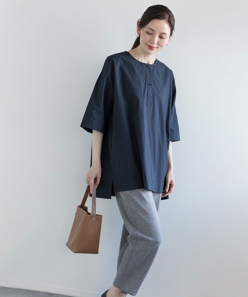 【セール】【DECADE CLASSIC】ヘンリーネック コットン Tシャツ（Tシャツ/カットソー）｜DECADE CLASSIC（ディケイド クラシック）